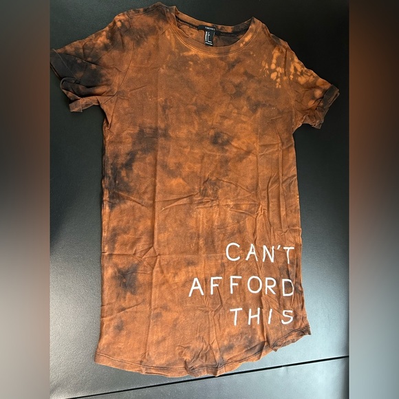 Women’s Small Tie Dye T Shirt Humor Brown Black Grunge Boho Streetwear Artsy - Picture 1 of 11